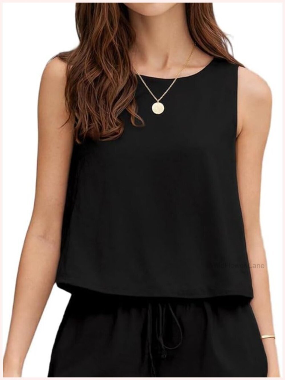 Crop Linen Tank Top Sleeveless Crewneck Casual Summer Blouse